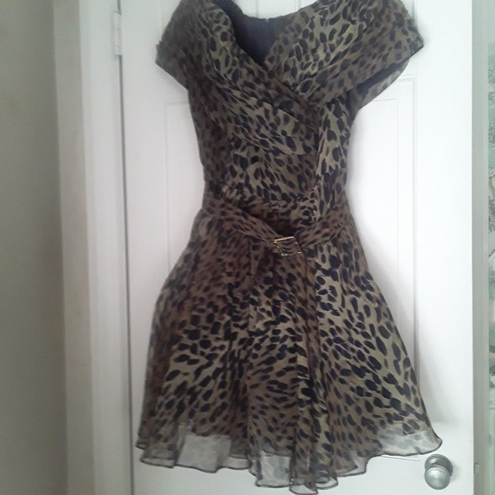 Vintage Leopard Print Fit & Flare Dress